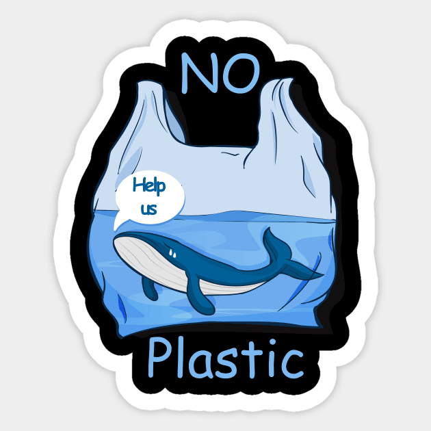 No Plastic - Protect the whales Sticker by Jochen Lützelberger